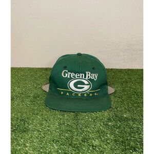 Vintage Green Bay Packers hat cap snap back green eastport split bar 90s mens